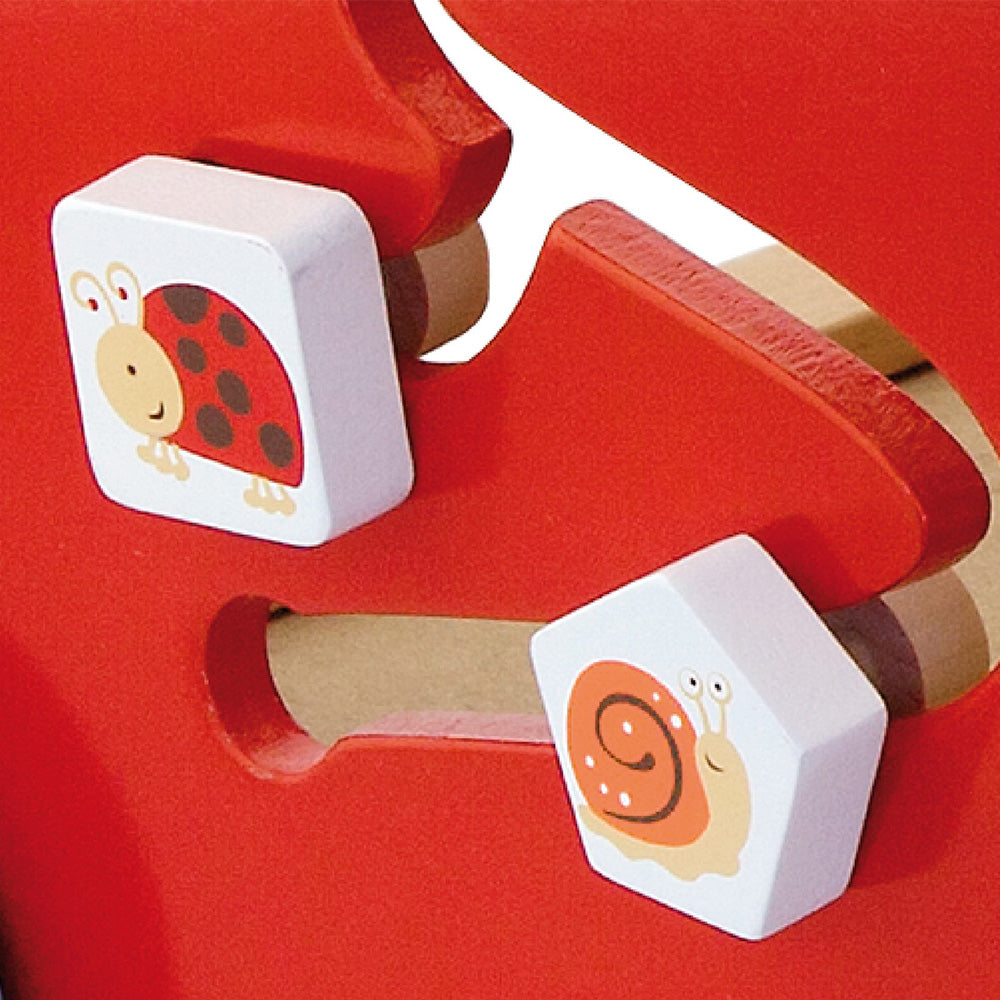 Viga Multi-Functional Red Wooden Walker - Anti-Tip DIY Activity Push Cart