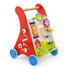 Viga Multi-Functional Red Wooden Walker - Anti-Tip DIY Activity Push Cart