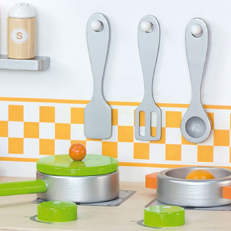 Viga Classic Wooden Play Kitchen - 10-Piece Ready-to-Assemble Activity Center