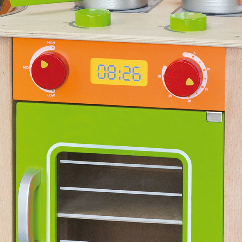 Viga Classic Wooden Play Kitchen - 10-Piece Ready-to-Assemble Activity Center