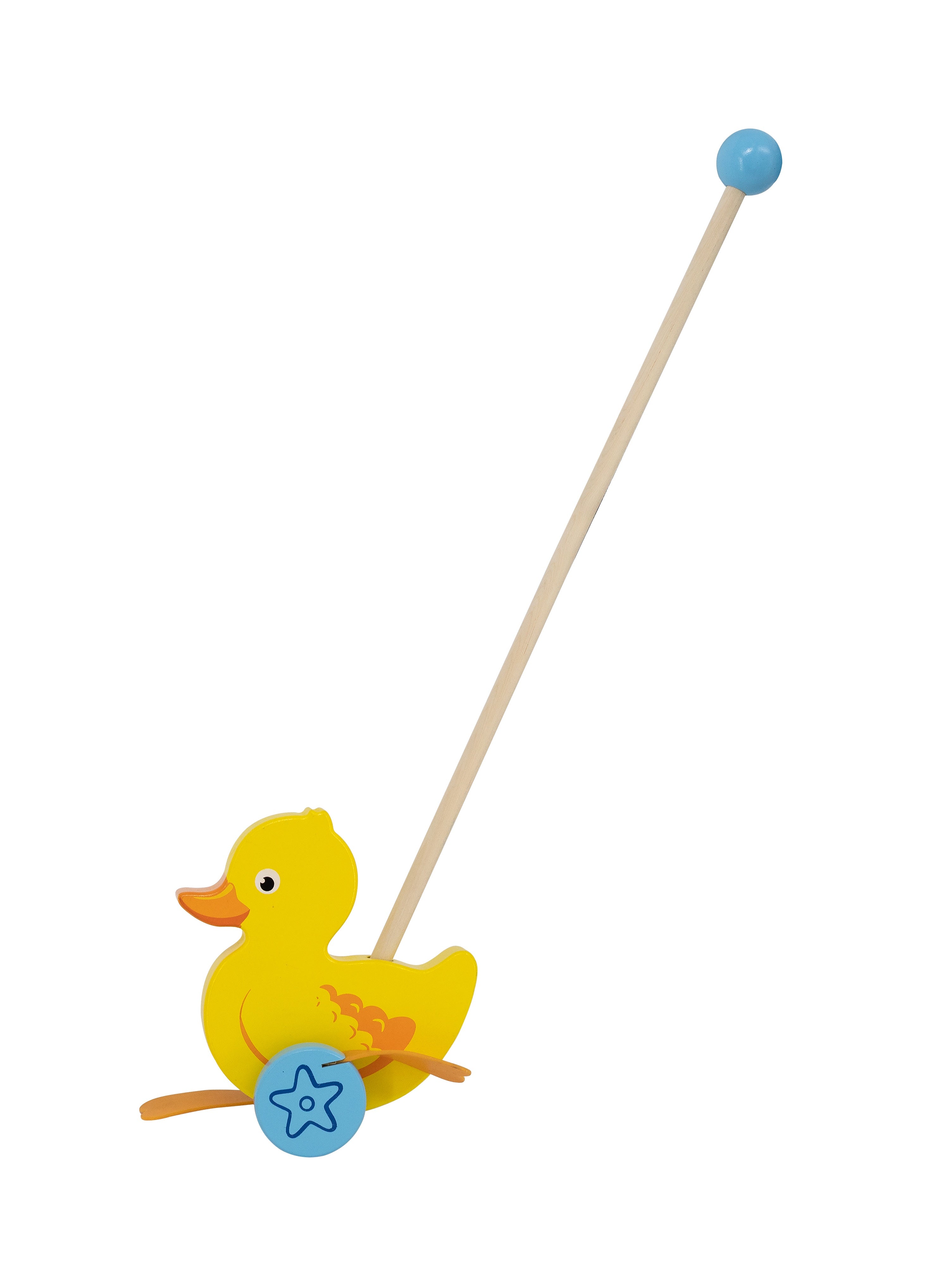 Viga Wooden Duck Push-Along Toy - Rhythmic Walking Toddler Toy with Flip-Flop Sound