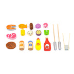 Viga Wooden Standing BBQ Grill Playset - 20-Piece Interactive Sizzling Grilling Station