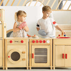 Viga 5-Piece Wooden Play Kitchen Suite - Professional Modular Montessori Furniture Set