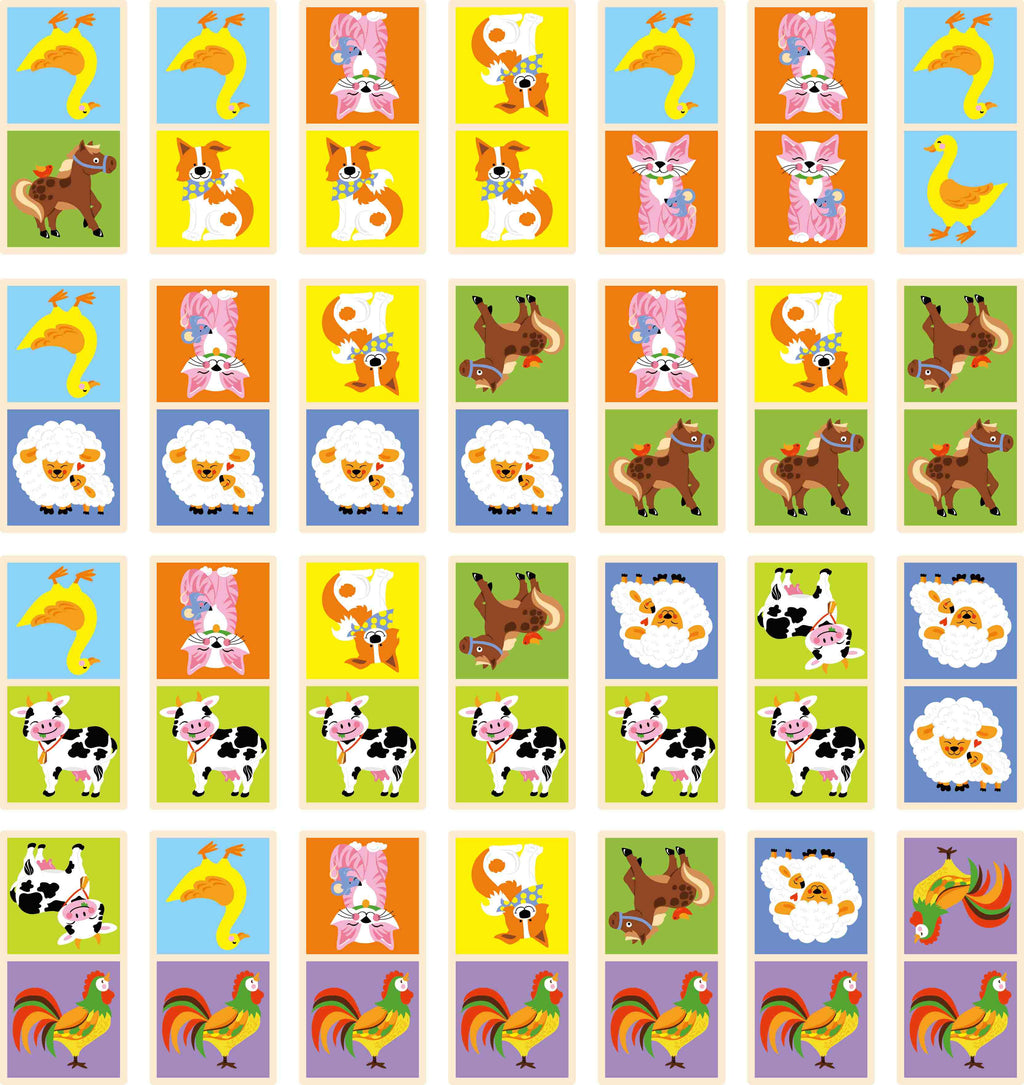 Viga Wooden Farm Animal Dominoes - 28 Piece Educational Logic & Matching Set