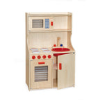 Viga Modern Natural Wooden Play Kitchen - Integrated Montessori Activity Center