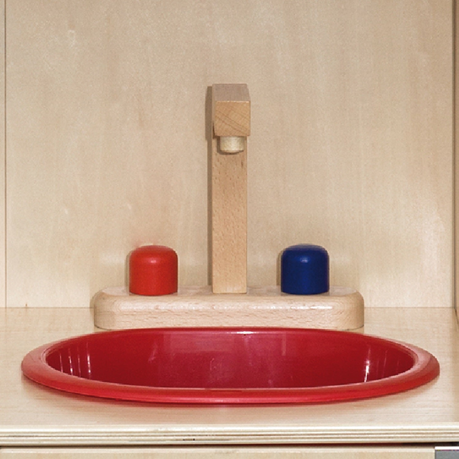Viga Modern Natural Wooden Play Kitchen - Integrated Montessori Activity Center