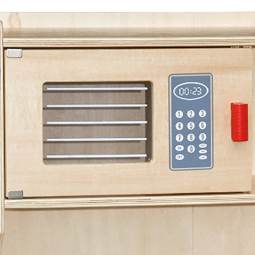 Viga Modern Natural Wooden Play Kitchen - Integrated Montessori Activity Center