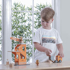 Viga Wooden Crane & Construction Vehicle Set - Montessori Engineering & Physics Play
