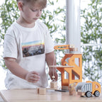 Viga Wooden Crane & Construction Vehicle Set - Montessori Engineering & Physics Play