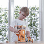 Viga Wooden Crane & Construction Vehicle Set - Montessori Engineering & Physics Play