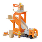 Viga Wooden Crane & Construction Vehicle Set - Montessori Engineering & Physics Play