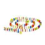 Viga 116-Piece Wooden Domino Run Set - Interactive Chain Reaction Toy with Hammer & Bell
