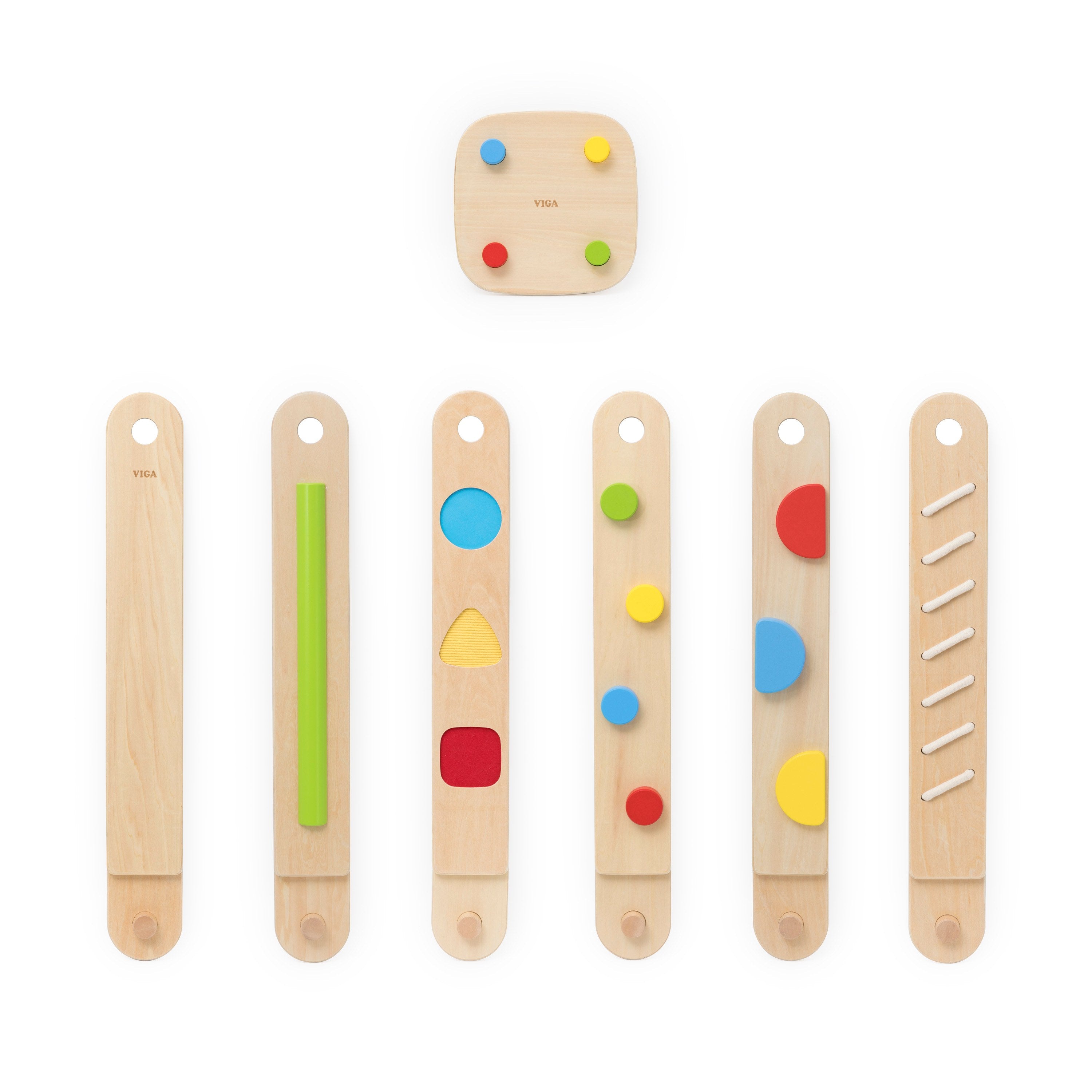 Viga 7-Piece Wooden Sensory Balance Beam Set - Modular Obstacle Course for Toddlers
