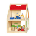 Viga Classic Wooden Dollhouse Set - Portable 2-Story Playhouse with 24-Piece Furniture & Figures