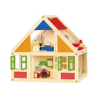 Viga Classic Wooden Dollhouse Set - Portable 2-Story Playhouse with 24-Piece Furniture & Figures