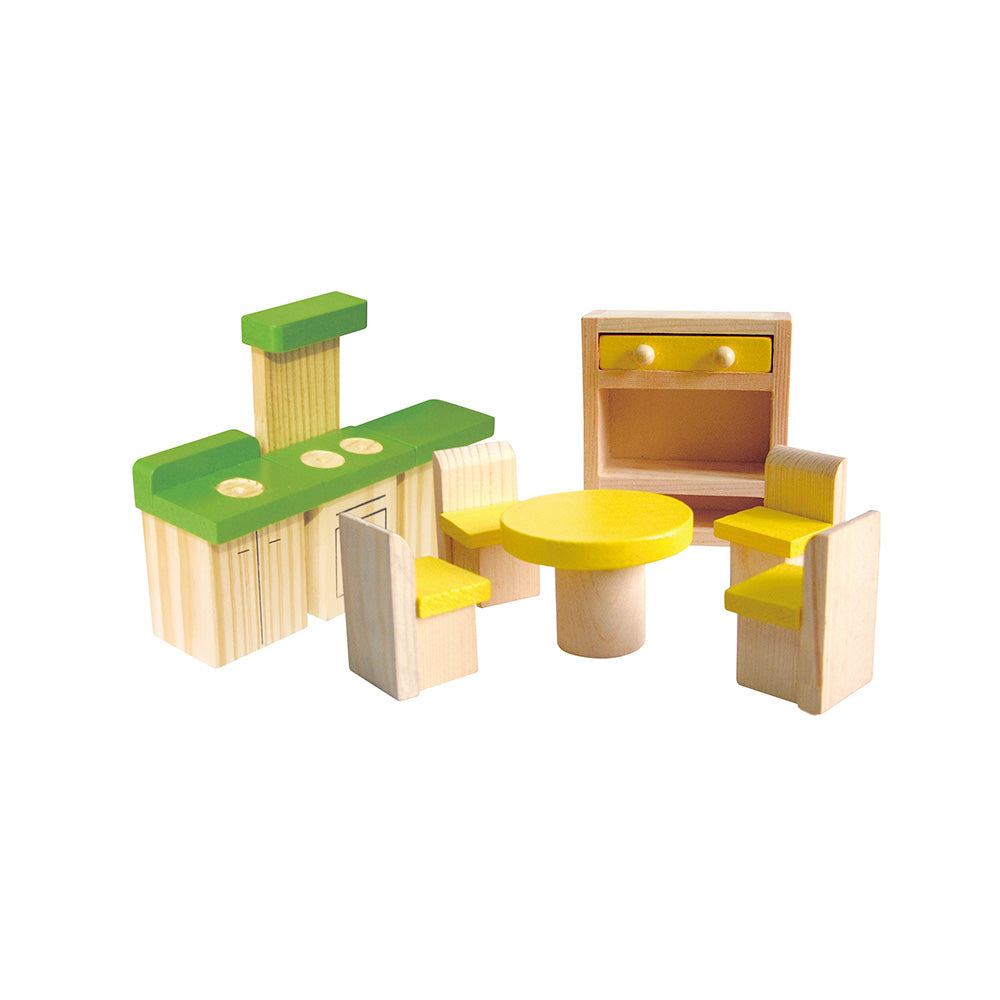 Viga Classic Wooden Dollhouse Set - Portable 2-Story Playhouse with 24-Piece Furniture & Figures