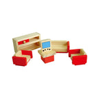 Viga Classic Wooden Dollhouse Set - Portable 2-Story Playhouse with 24-Piece Furniture & Figures