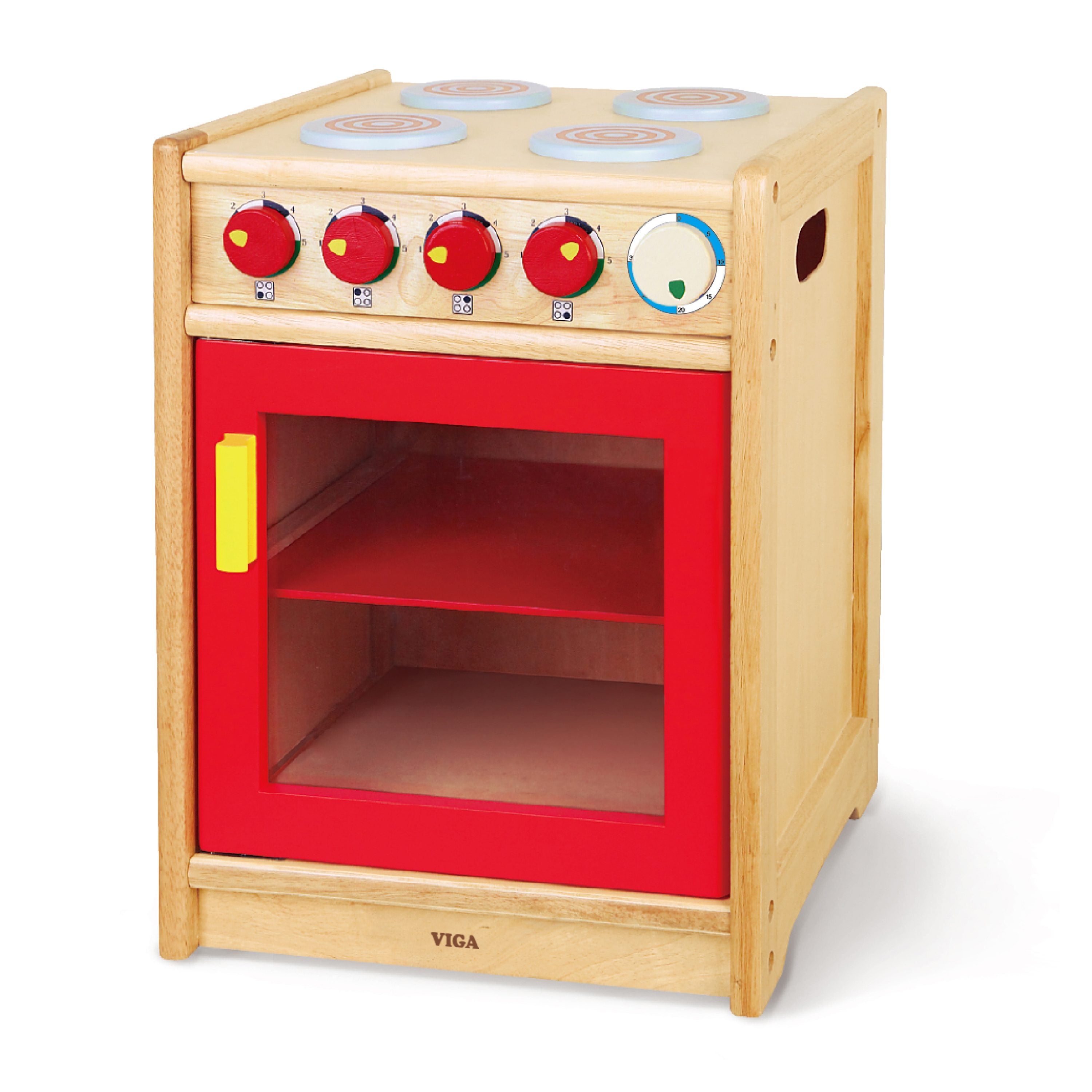 Viga Premium Light Beechwood Play Stove & Oven - Modular Montessori Kitchen