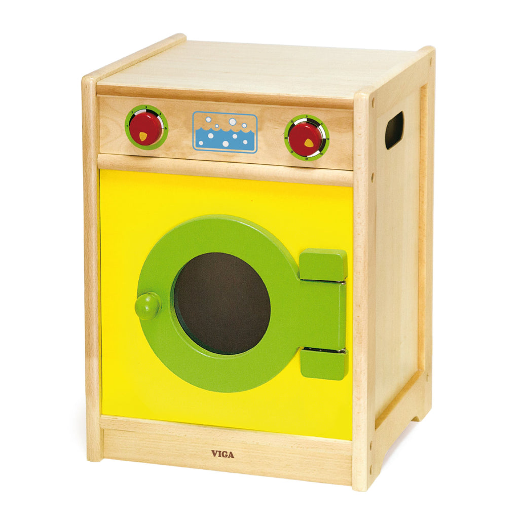 Viga Premium Light Beechwood Play Washing Machine - Modular Wooden Laundry Unit
