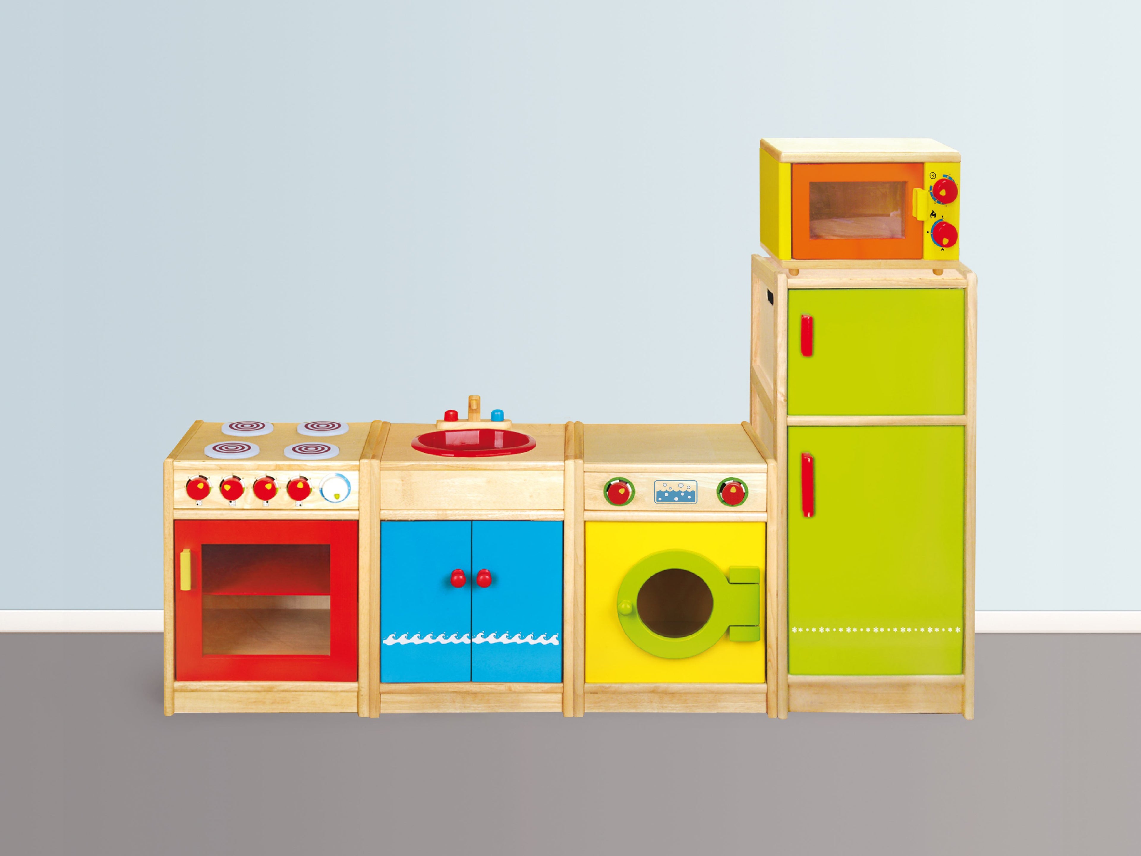 Viga Premium Light Beechwood Play Microwave - Realistic Tabletop Wooden Toy
