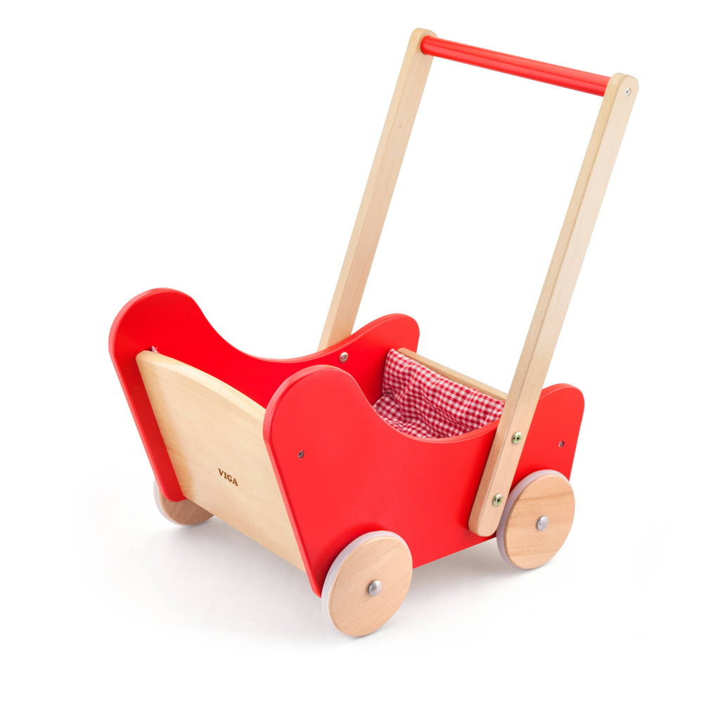 Viga Premium Wooden Doll Stroller & Walker - 2-in-1 Nurturing Role Play Toy