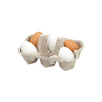 Viga 6-Piece Wooden Egg Carton Set - Realistic Brown & White Montessori Play Food