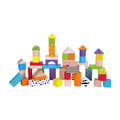 Viga 50-Piece Classic Colorful Wooden Blocks with Storage Bucket - Montessori Stacking Toy