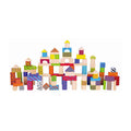 Viga 100-Piece Classic Colorful Wooden Blocks - Deluxe Montessori Open-Ended Construction Set