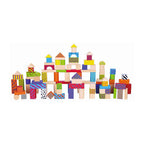 Viga 100-Piece Classic Colorful Wooden Blocks - Deluxe Montessori Open-Ended Construction Set
