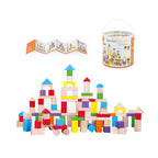 Viga 100-Piece Classic Wooden Building Blocks with Large Storage Bucket