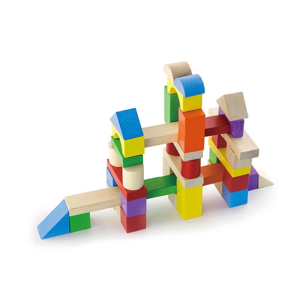 Viga 100-Piece Classic Wooden Building Blocks with Large Storage Bucket