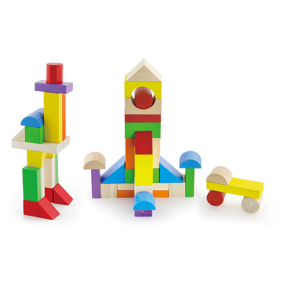 Viga 100-Piece Classic Wooden Building Blocks with Large Storage Bucket