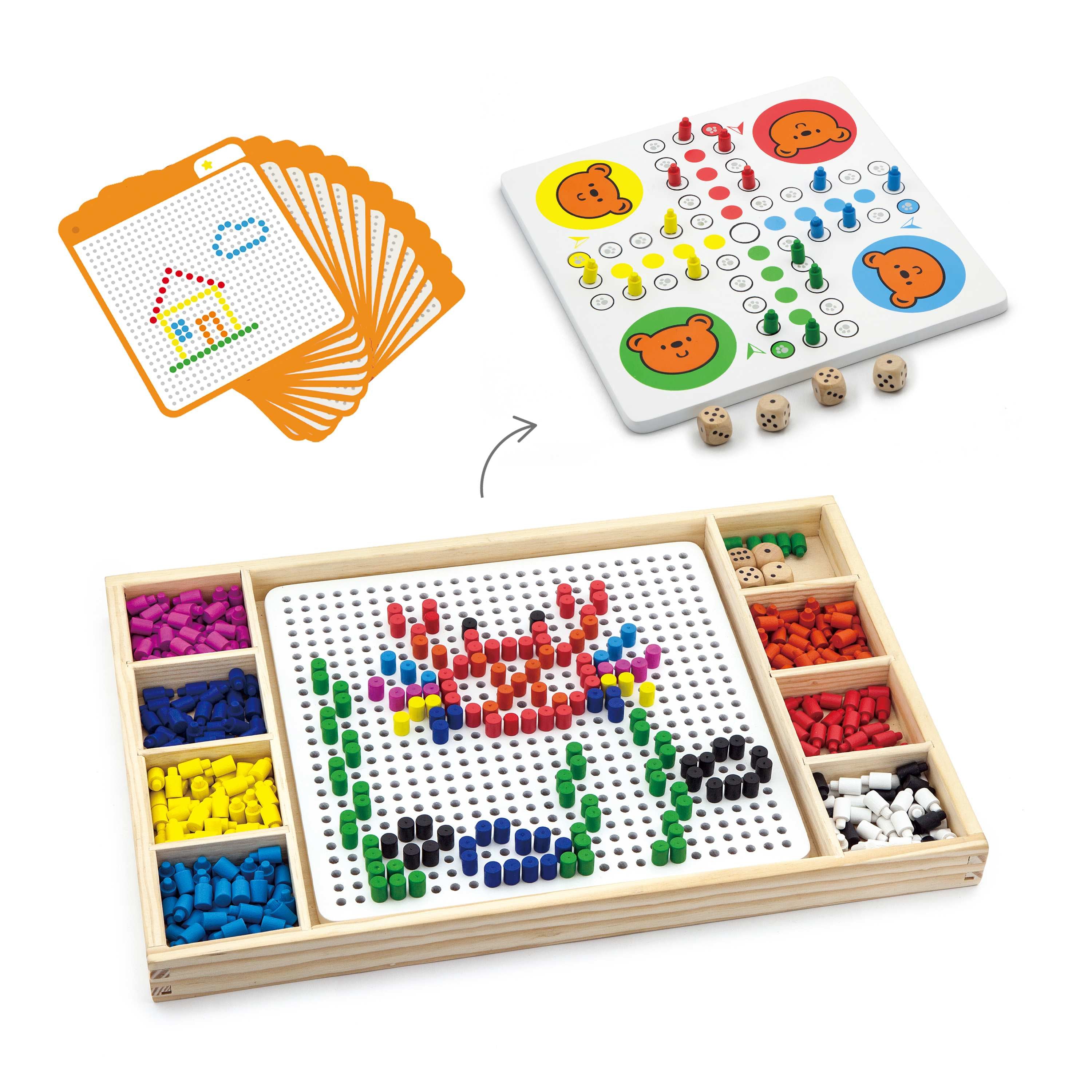 Viga 2-in-1 Wooden Creative Pegboard & Ludo Game - 427pc Master Creative Set