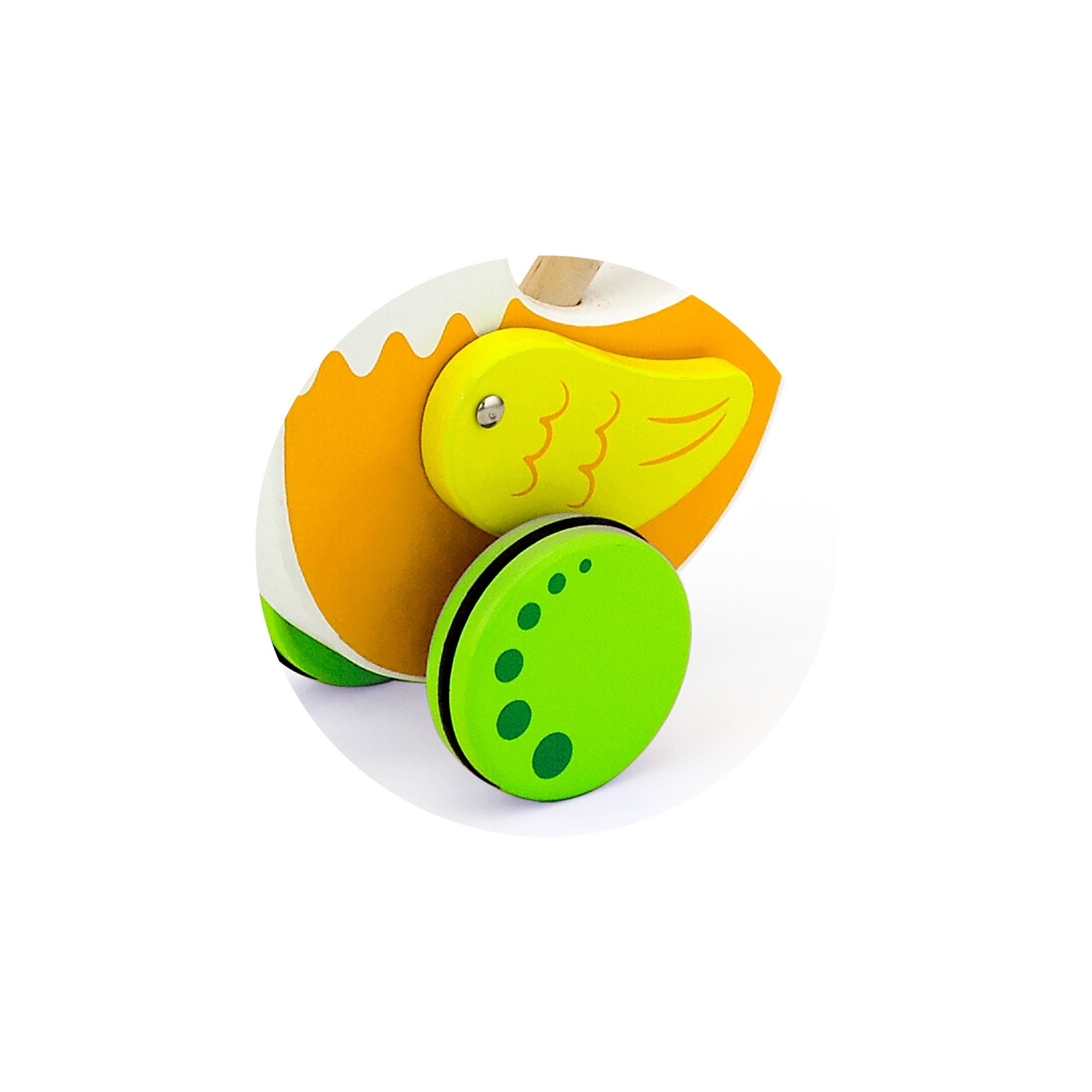 Viga Wooden Rooster Push-Along Toy - Rhythmic Walking Toy with Flapping Wings