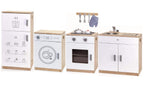 Viga Modern White Wooden Play Refrigerator - 79cm Rubberwood Double Door Fridge